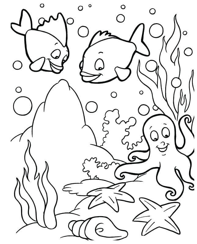 Animaux Marins de Dessin Animé coloring page