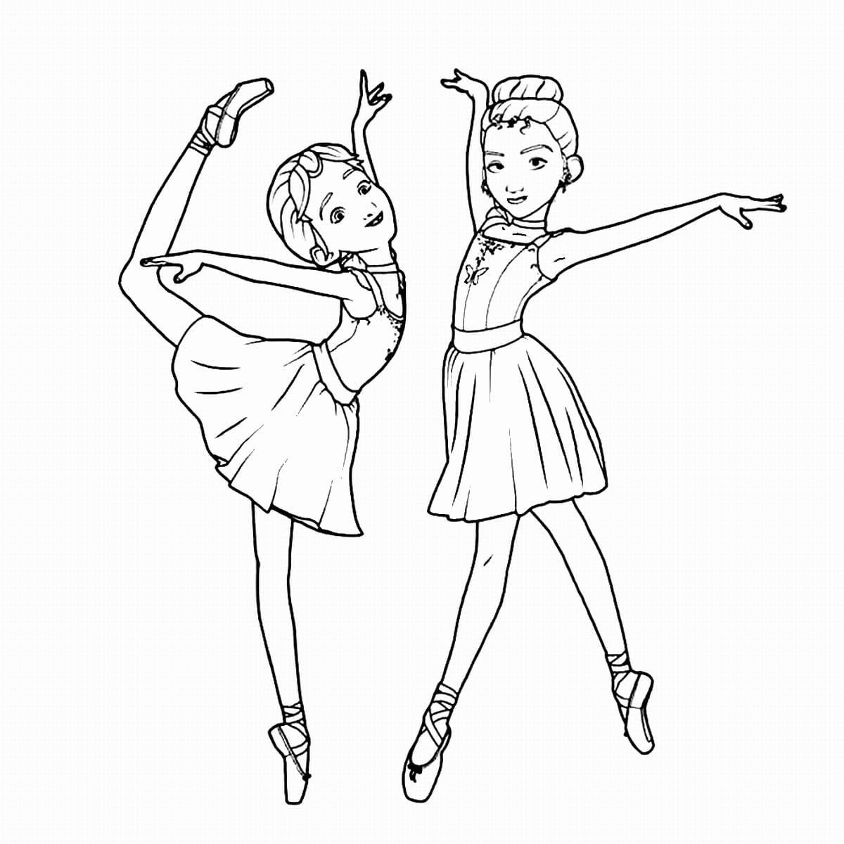 Ballerina Félicie et Camille coloring page