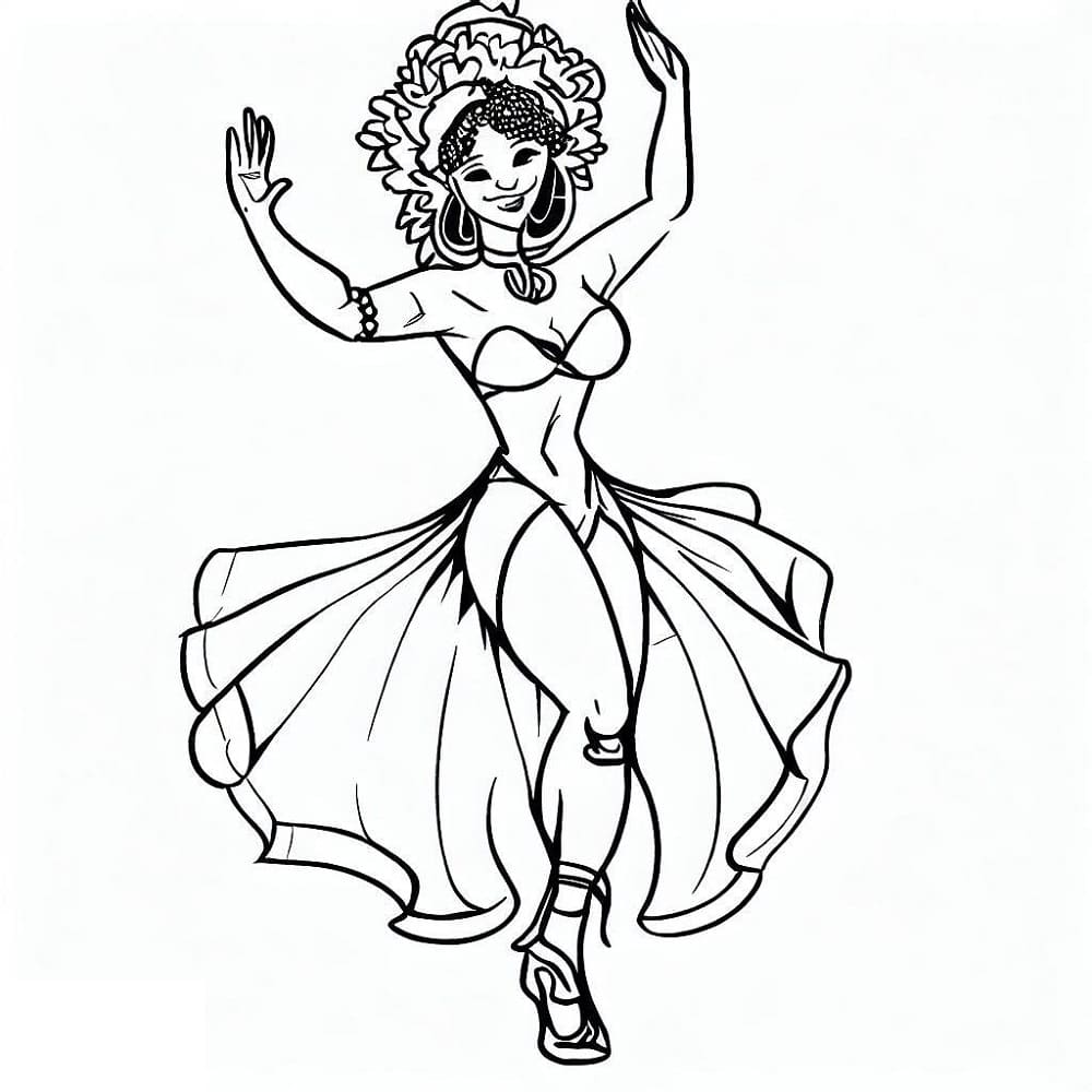 Coloriage Belle Danseuse Brésilienne de Samba
