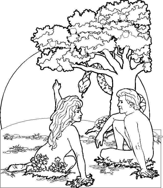 Coloriage Bible Adam et Ève