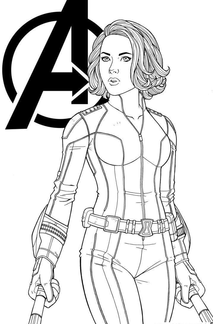 Black Widow Super-héros coloring page