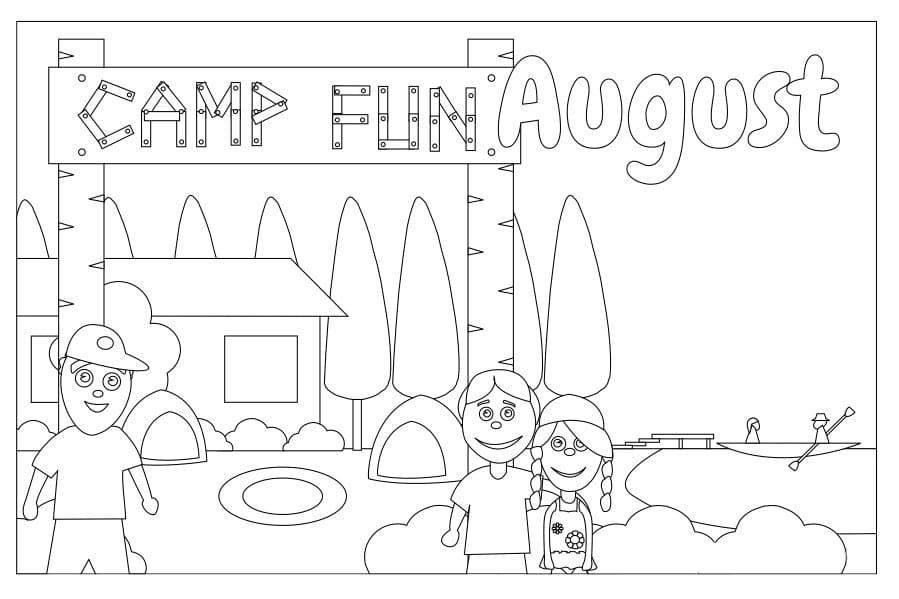 Camping d’Août coloring page