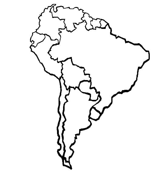Carte Amérique du Sud coloring page