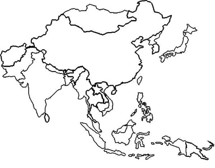 Coloriage Carte de l'Asie