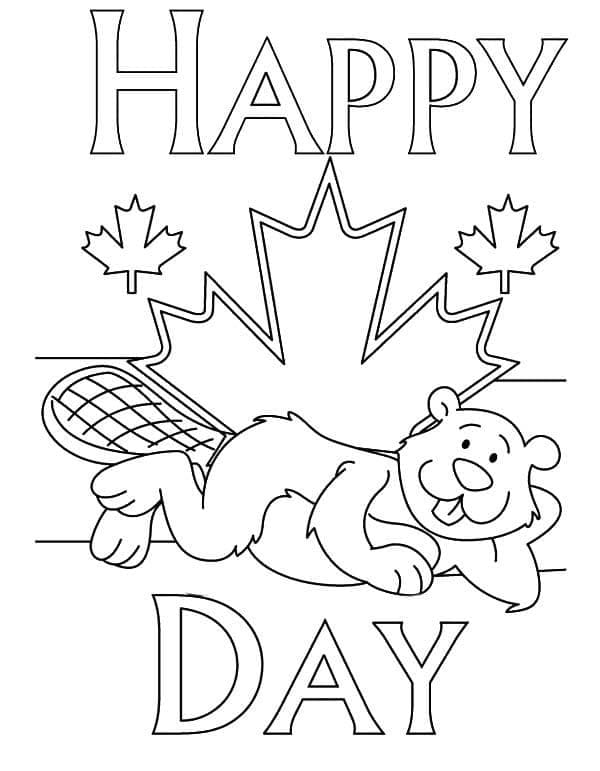 Castor avec Fête du Canada coloring page