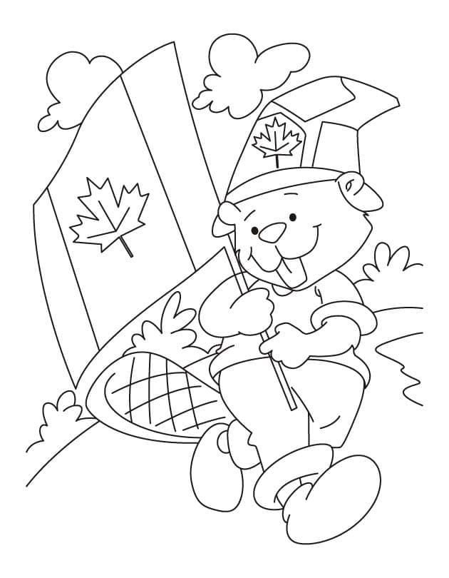 Castor et Fête du Canada coloring page