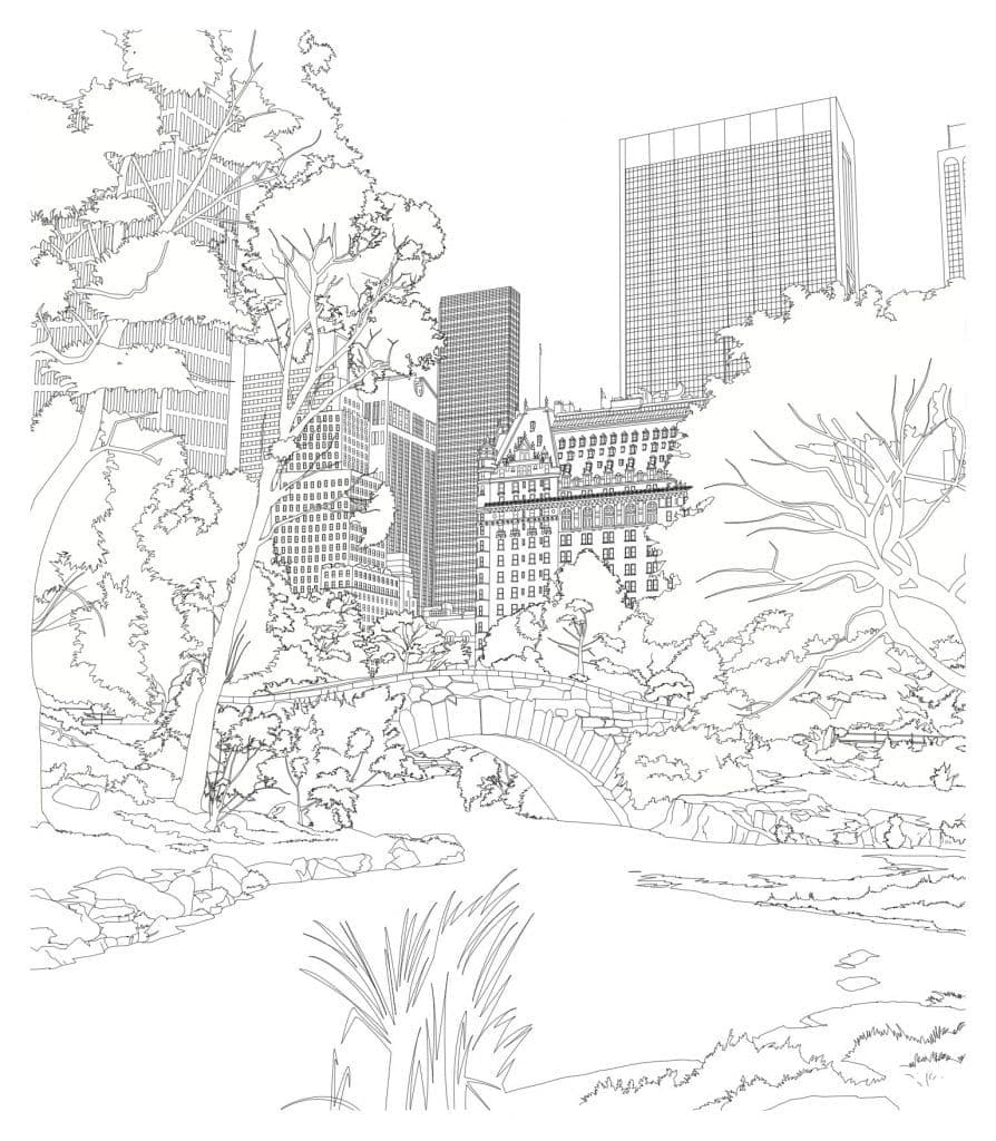 Central Park à New York coloring page