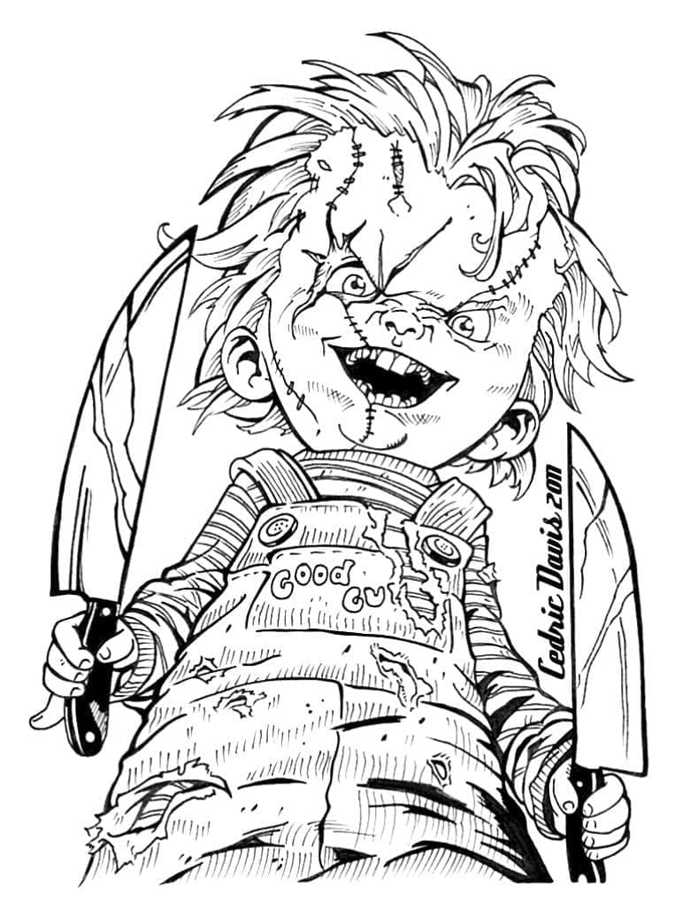 Chucky Effrayant coloring page