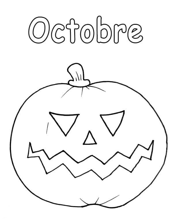 Coloriage Citrouille d'Halloween d'Octobre