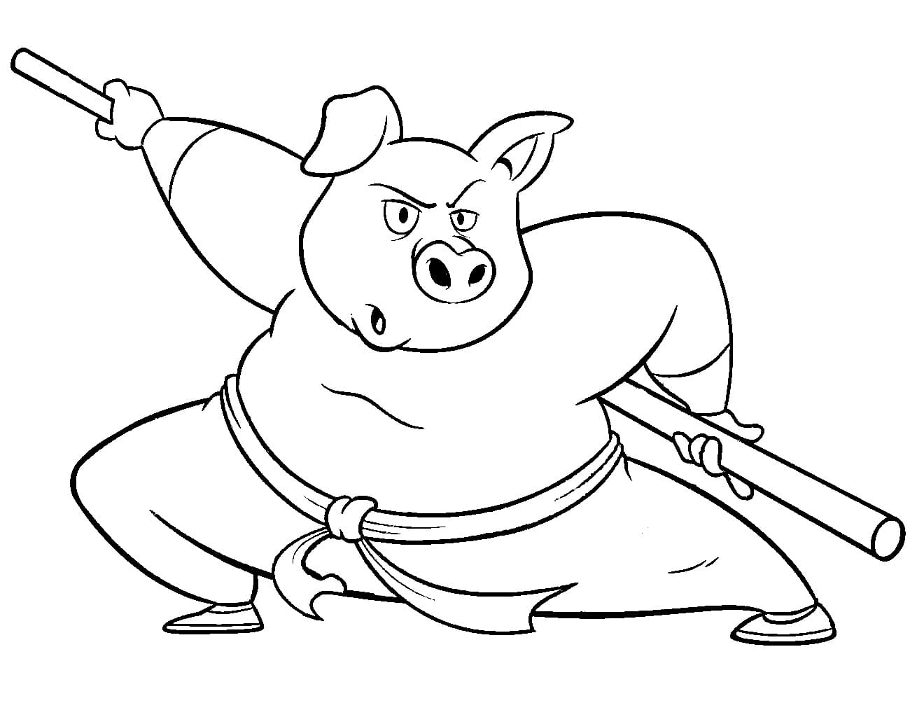Coloriage Cochon de Kung Fu