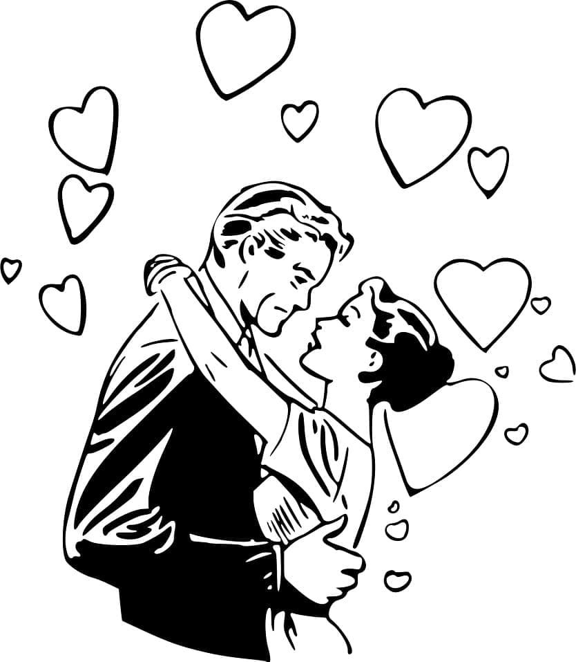Couple Mariage Amoureux coloring page