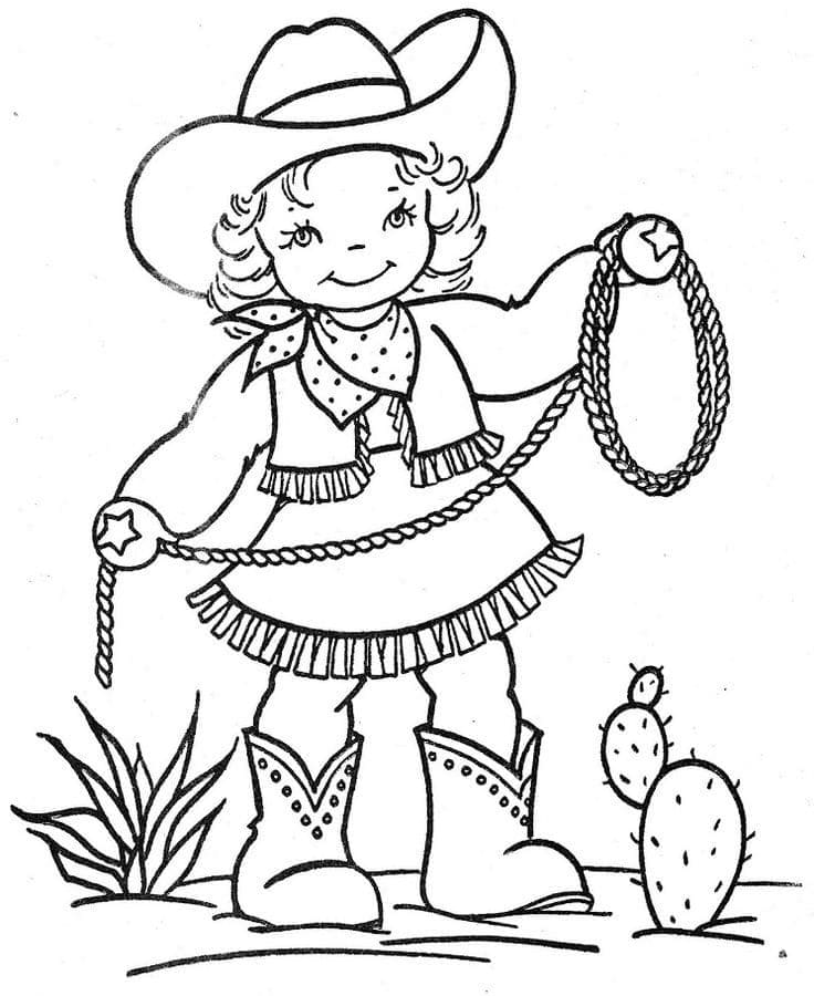 Cow-boy Petite Fille coloring page