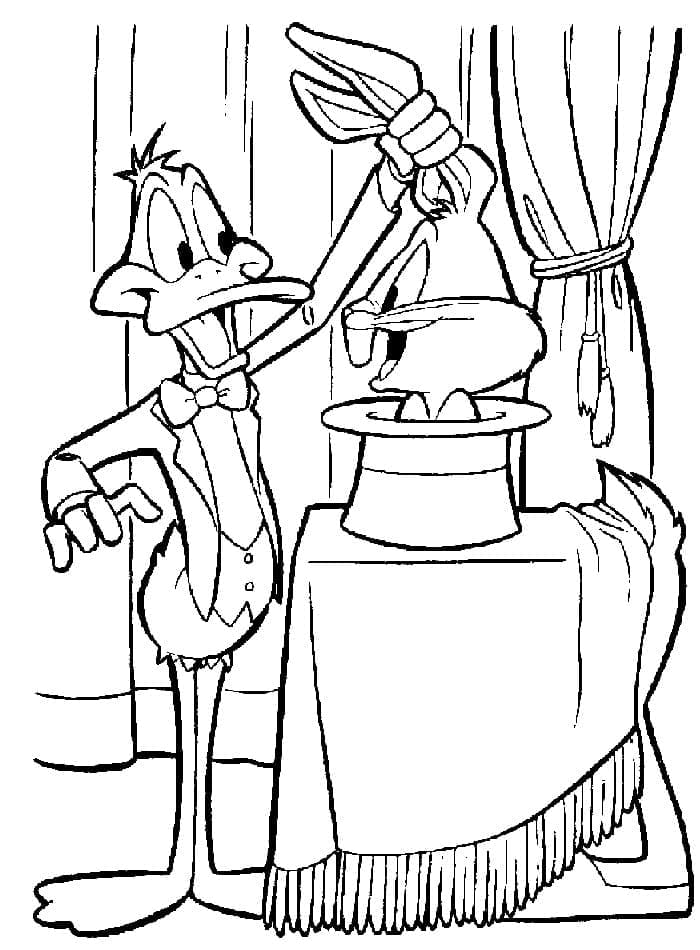 Daffy Duck avec Bugs Bunny coloring page