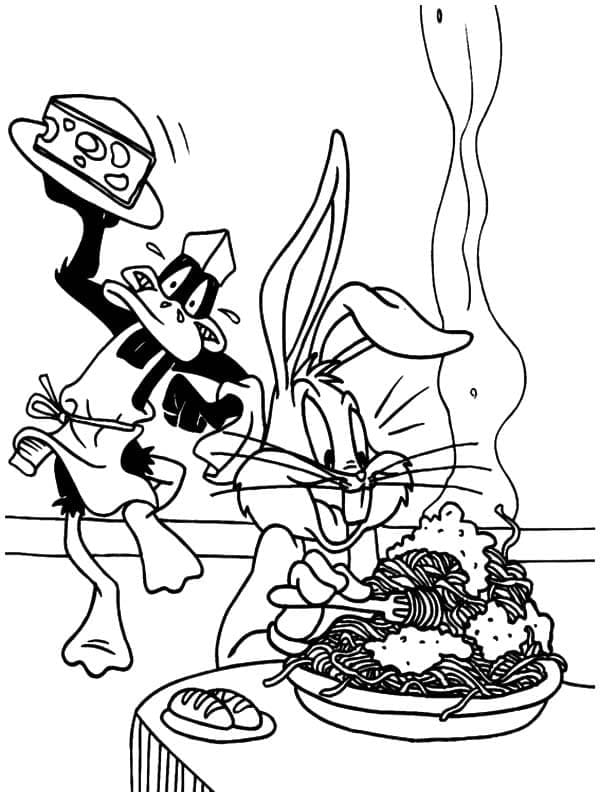 Coloriage Daffy Duck et Bugs Bunny