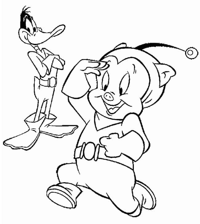 Daffy Duck et Porky Pig coloring page