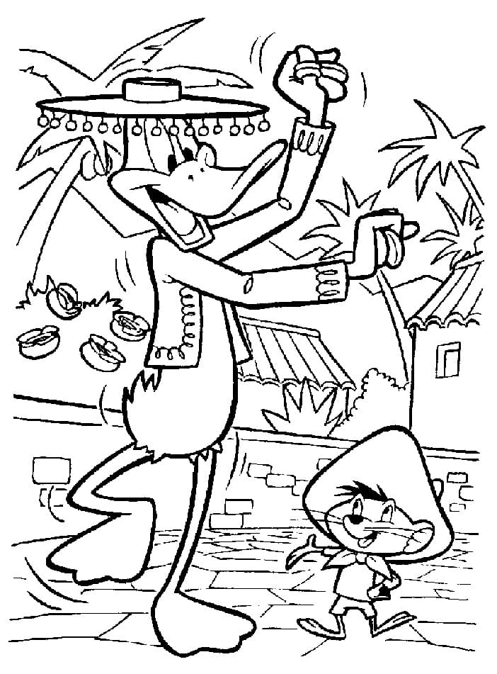 Daffy Duck et Speedy Gonzales coloring page