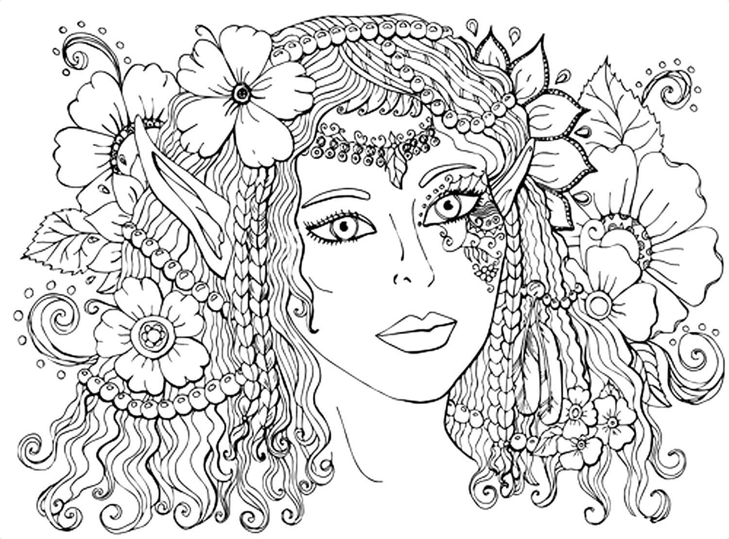 Dame Elfe coloring page