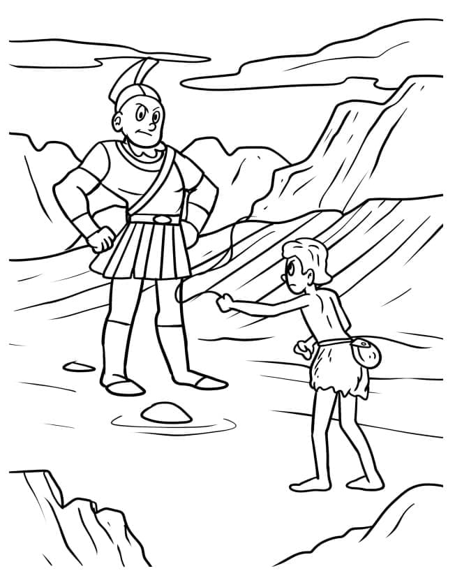 David et Goliath coloring page