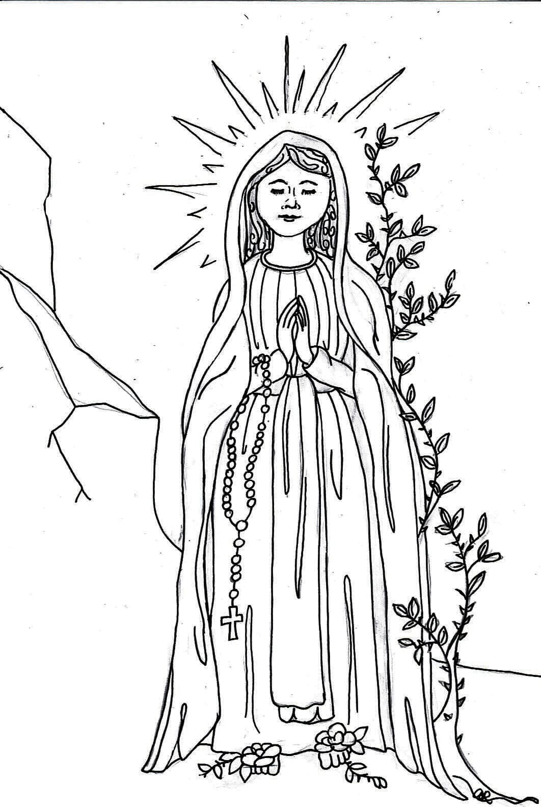 Dessin de Notre-Dame de Lourdes Gratuit coloring page