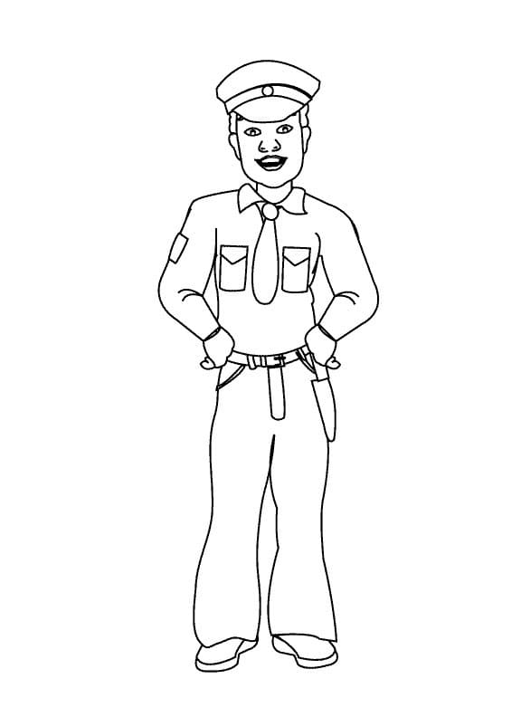 Coloriage Dessin de Officier de Police Gratuit