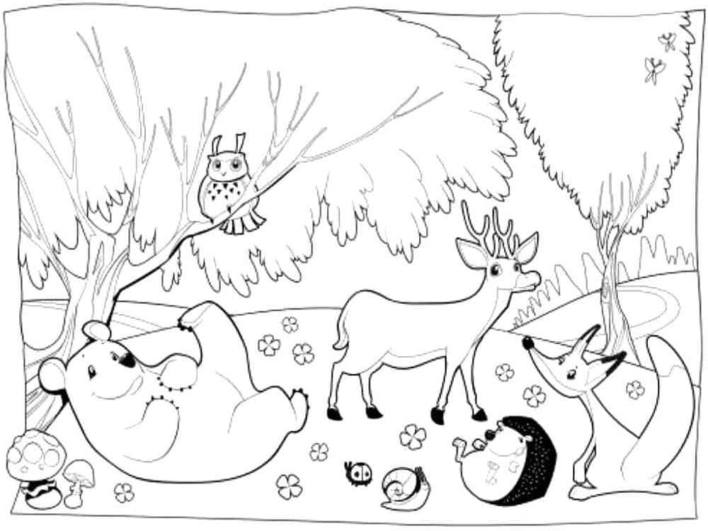 Dessin Gratuit d’Animaux de la Forêt coloring page