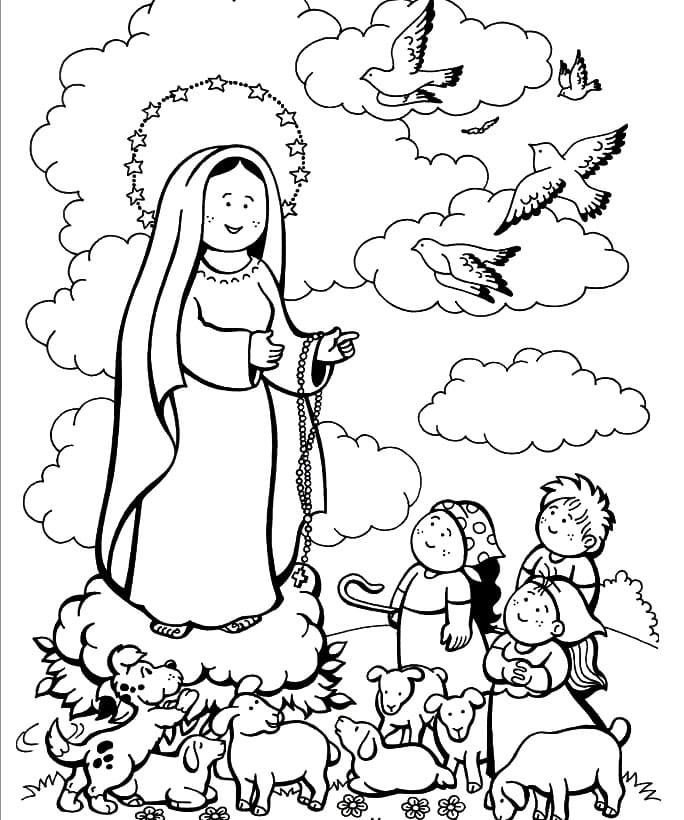 Dessin Gratuit de Notre-Dame de Lourdes coloring page