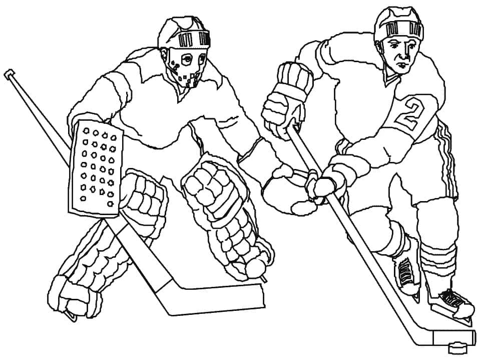 Coloriage Deux Joueurs de Hockey