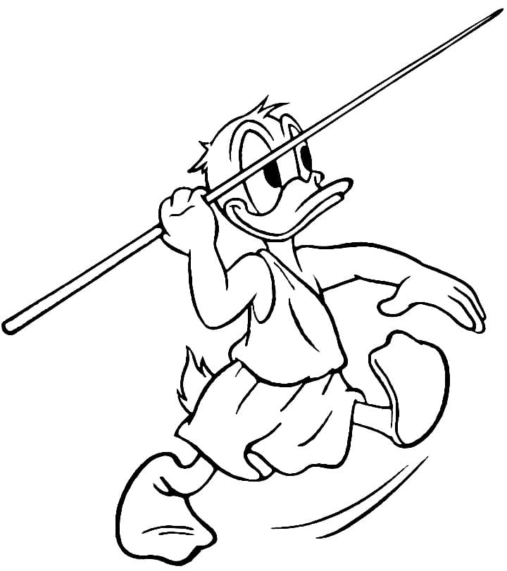Coloriage Donald Duck Lancer du Javelot