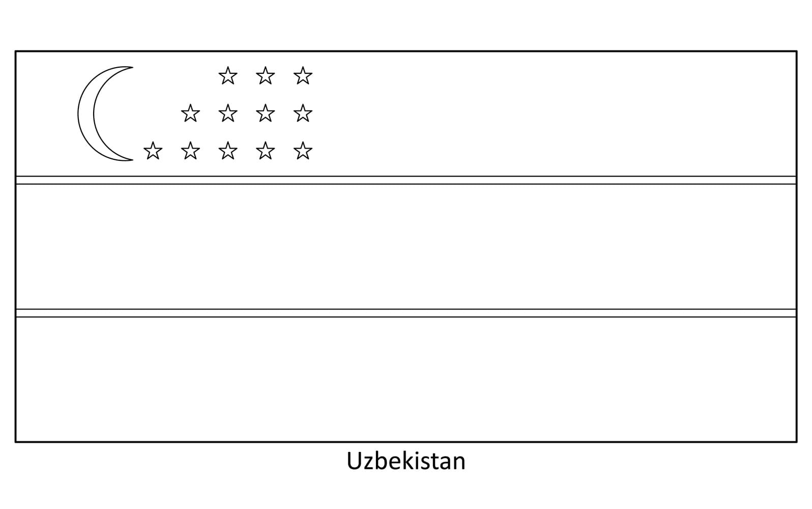 Drapeau de l’Ouzbékistan coloring page