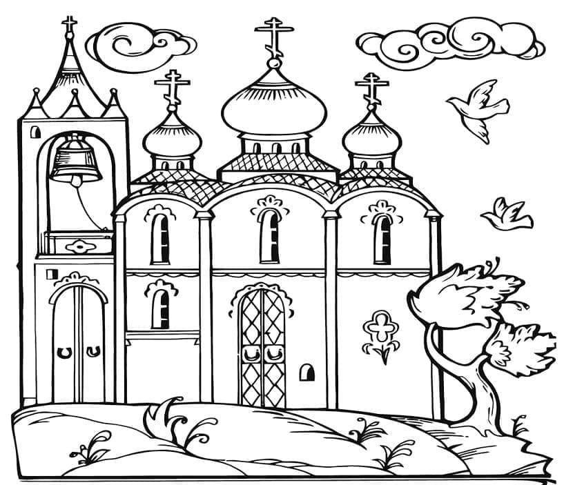 Coloriage Église Russe - télécharger et imprimer gratuit sur