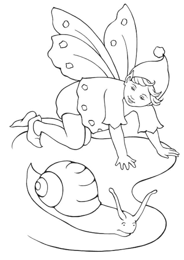 Elfe et Escargot coloring page