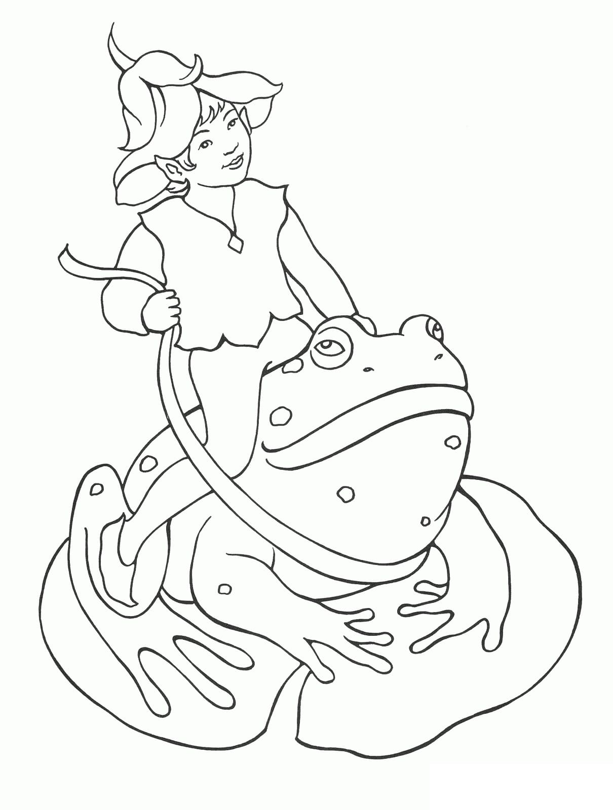 Elfe et Grenouille coloring page