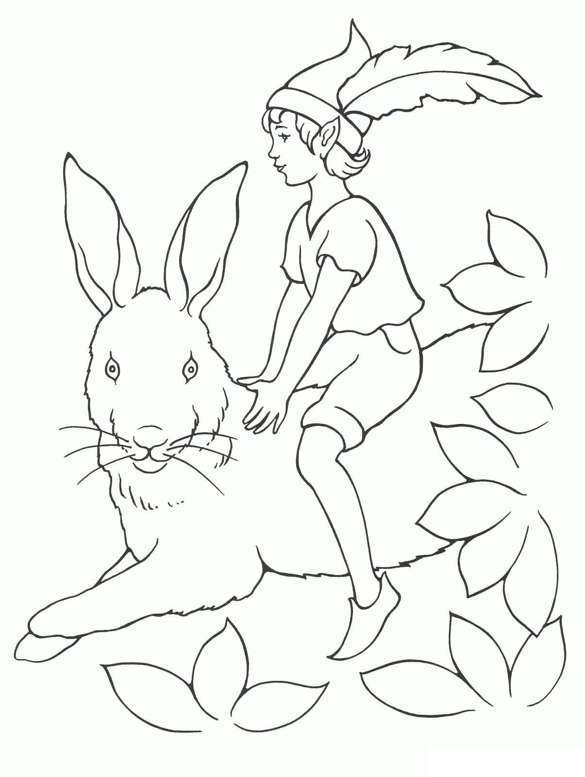 Elfe et Lapin coloring page