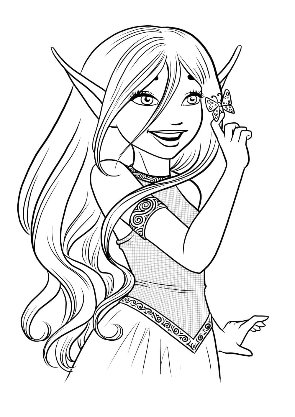 Elfe Heureuse coloring page
