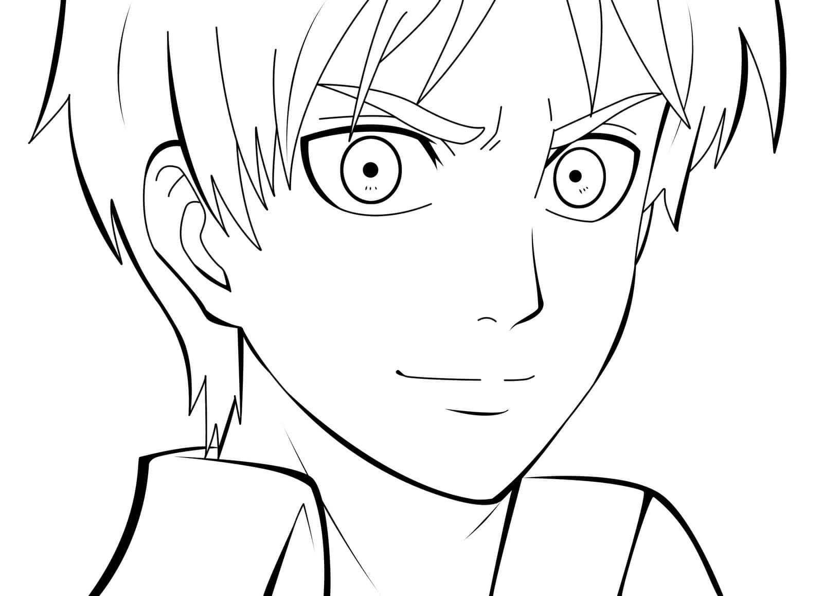 Coloriage Eren Yeager Souriant