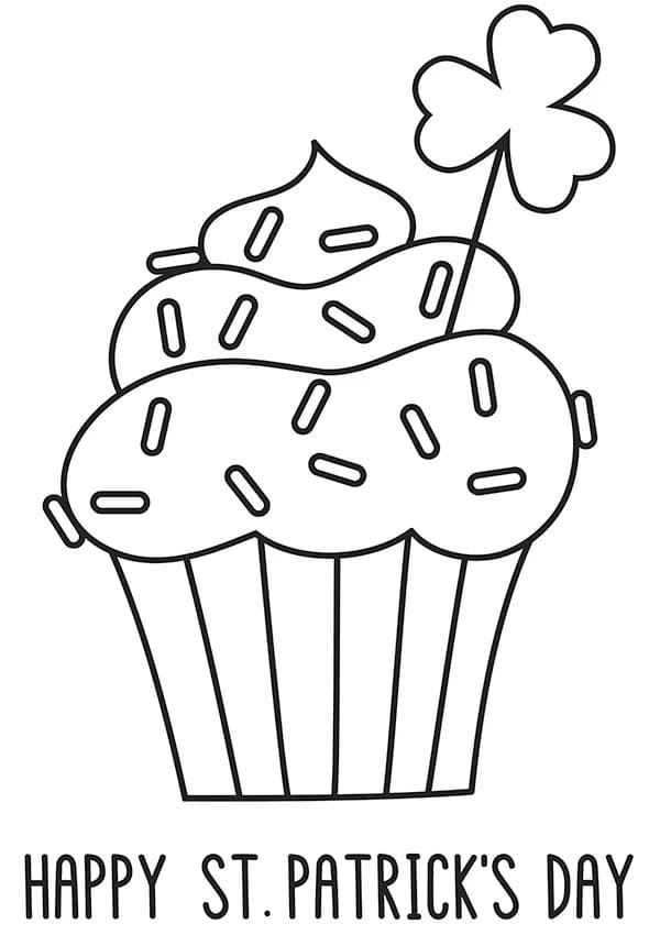 Fête de la Saint-Patrick et Cupcake coloring page