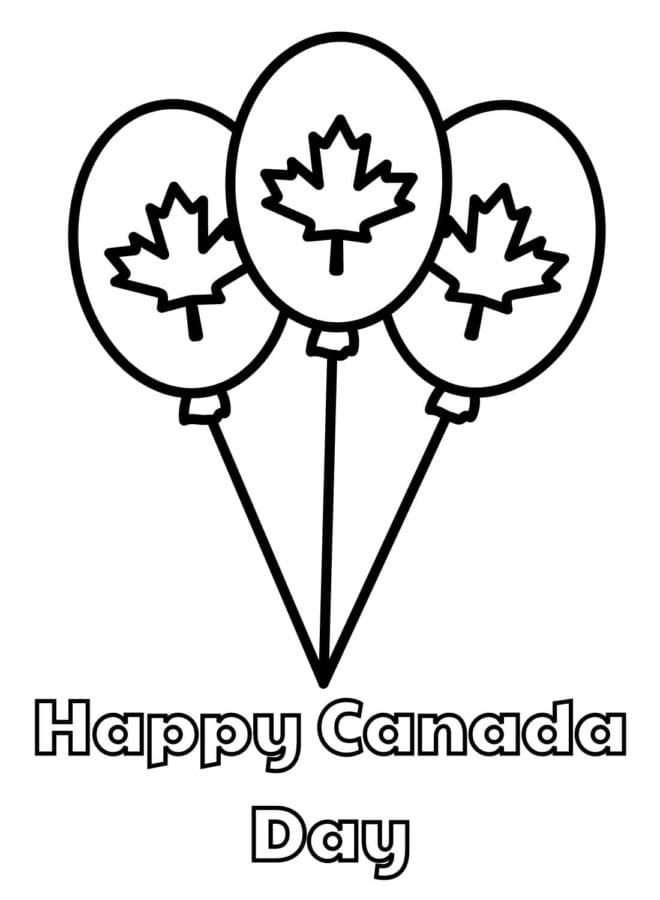 Coloriage Fête du Canada avec Ballons