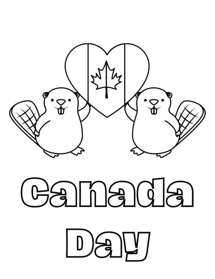 Fête du Canada avec Castors coloring page