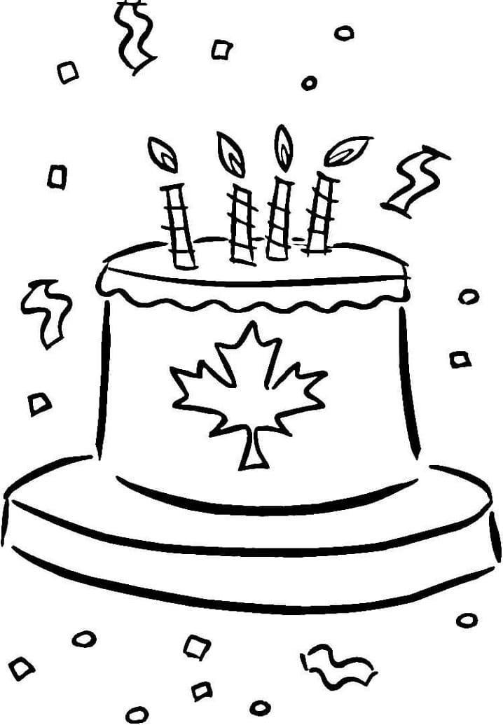 Fête du Canada avec Gâteau coloring page