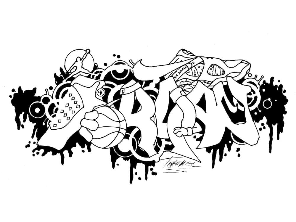 Graffiti Jordan coloring page