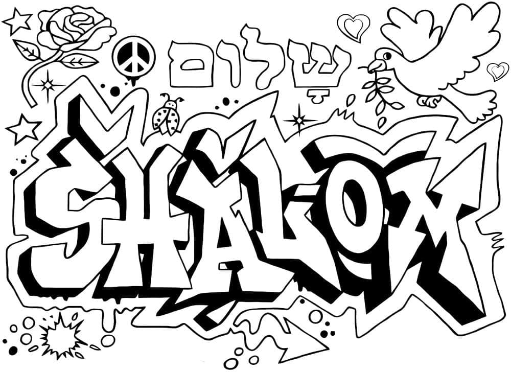 Graffiti Shalom coloring page