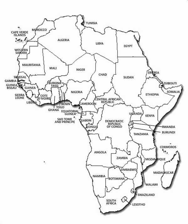 Coloriage Image de La Carte de l'Afrique