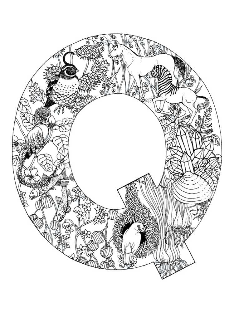 Incroyable Lettre Q coloring page
