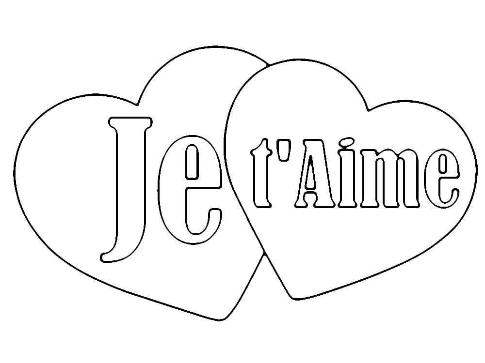 Je t’aime 1 coloring page