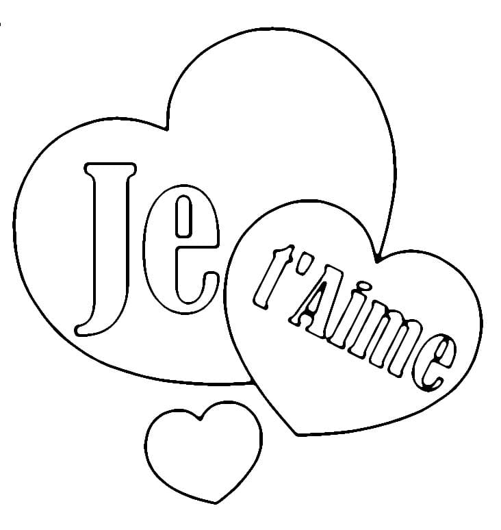 Je t’aime 2 coloring page