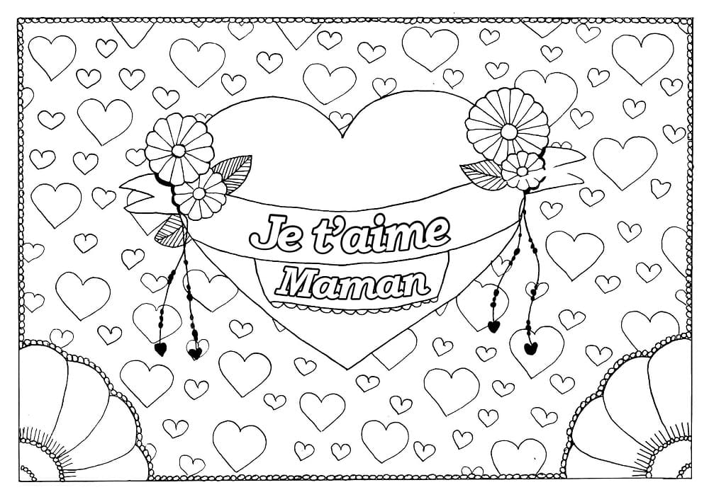 Je t’aime Maman 4 coloring page