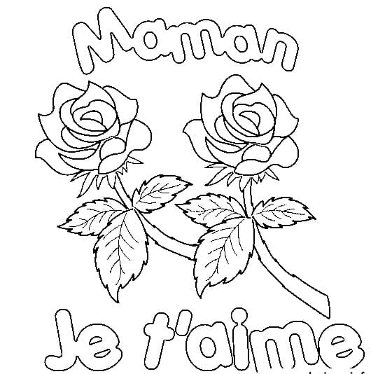 Je t’aime Maman 5 coloring page