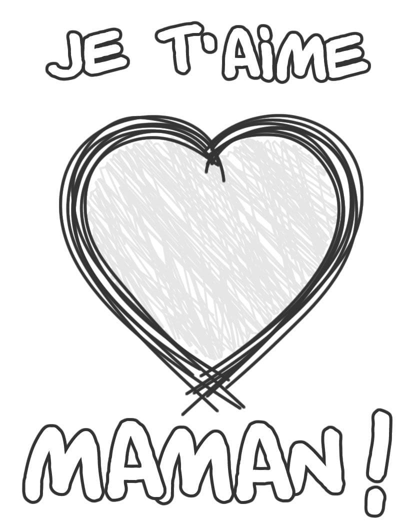 Je t’aime Maman 7 coloring page