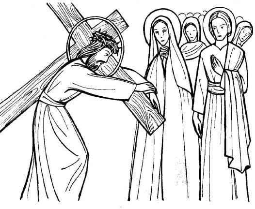 Coloriage Jésus Portant la Croix
