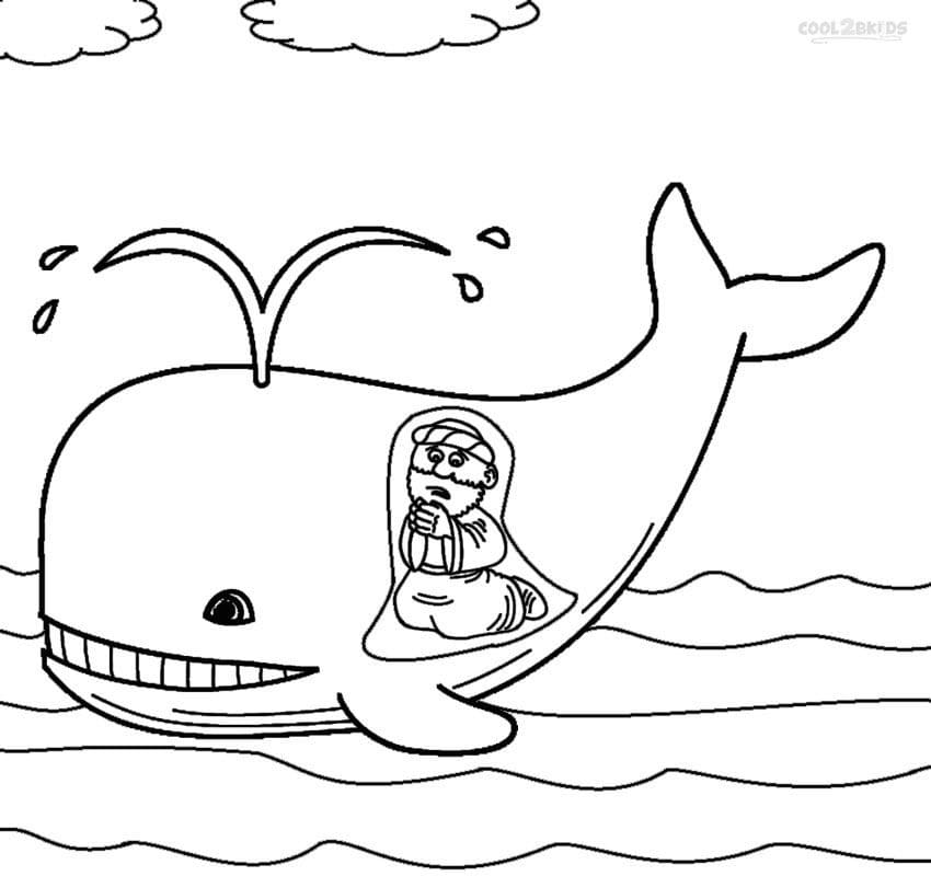 Coloriage Jonas et la Baleine Histoire Biblique